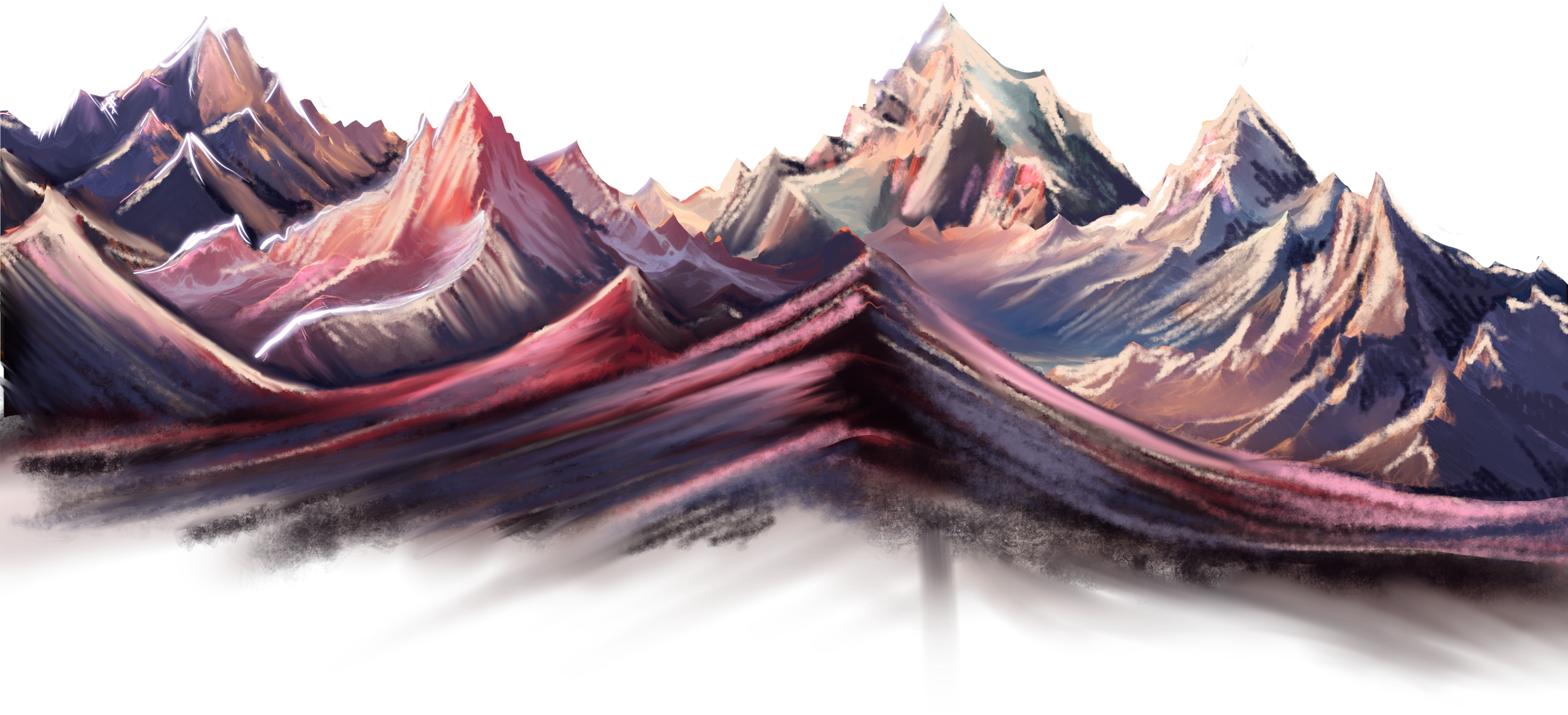 Pink, purple painted mountains