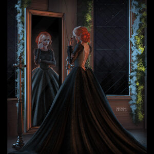 illustration of a woman looking in a mirror